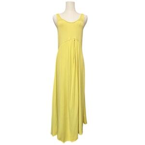 Anthropologie Gemini Dress Twofer Maxi Dress Yellow Sleeveless Knit/Satin Sz M